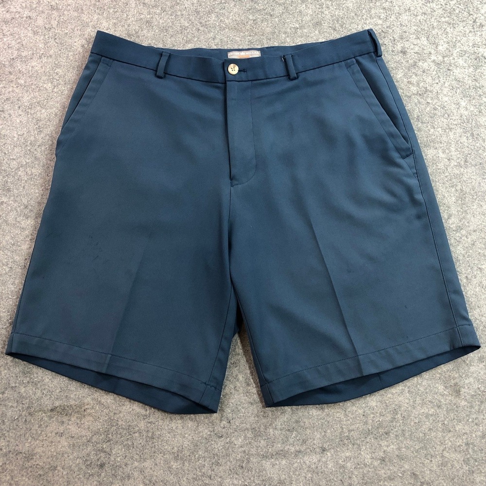 Peter Millar Crown Sport Mens Golf Shorts 33x9 Wicking Straight Leg Blue Regular